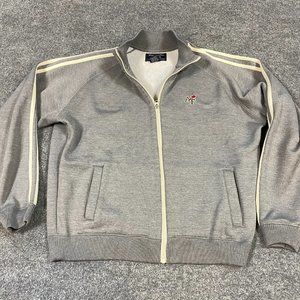 A&F Track Jacket XL Gray Full Zip Beige Trim Vintage Y2K